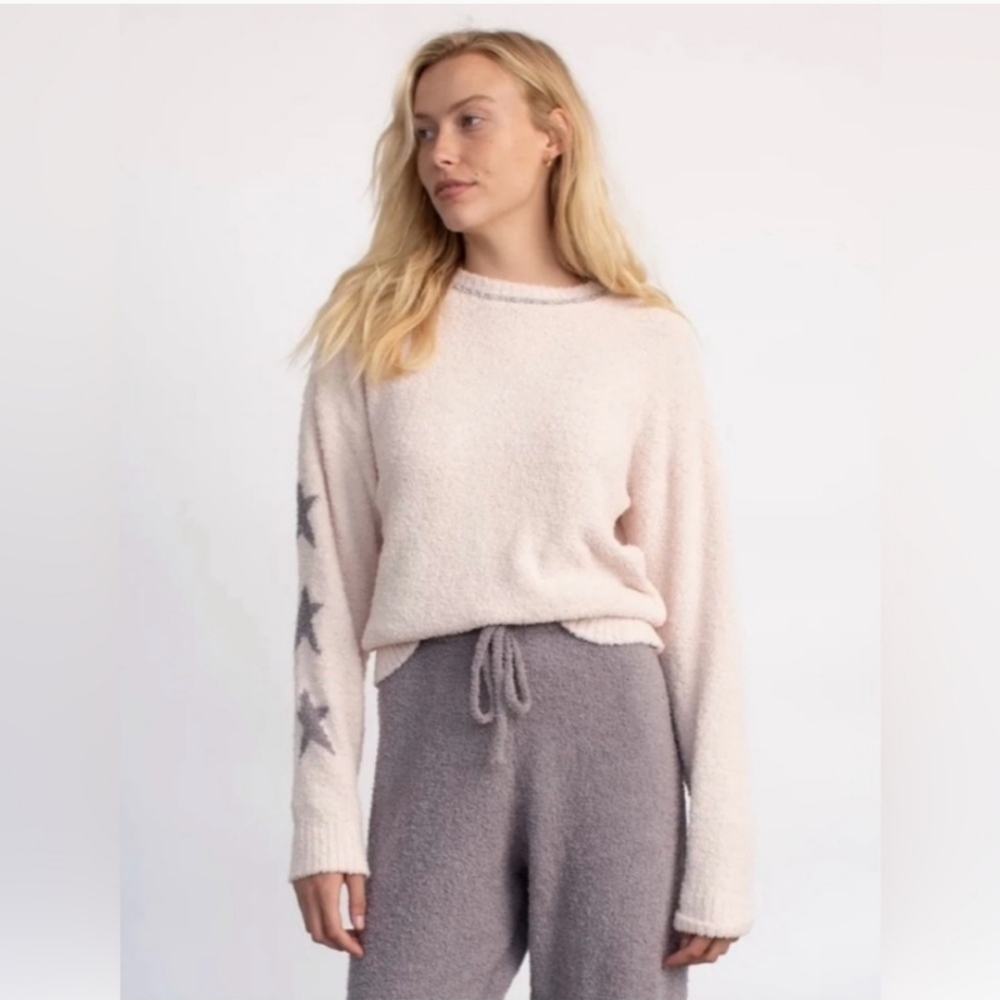 NWT! REVOLVE HELLO NITE SEEING STARS BLUSH PINK LOUNGEWEAR SWEATER TOP